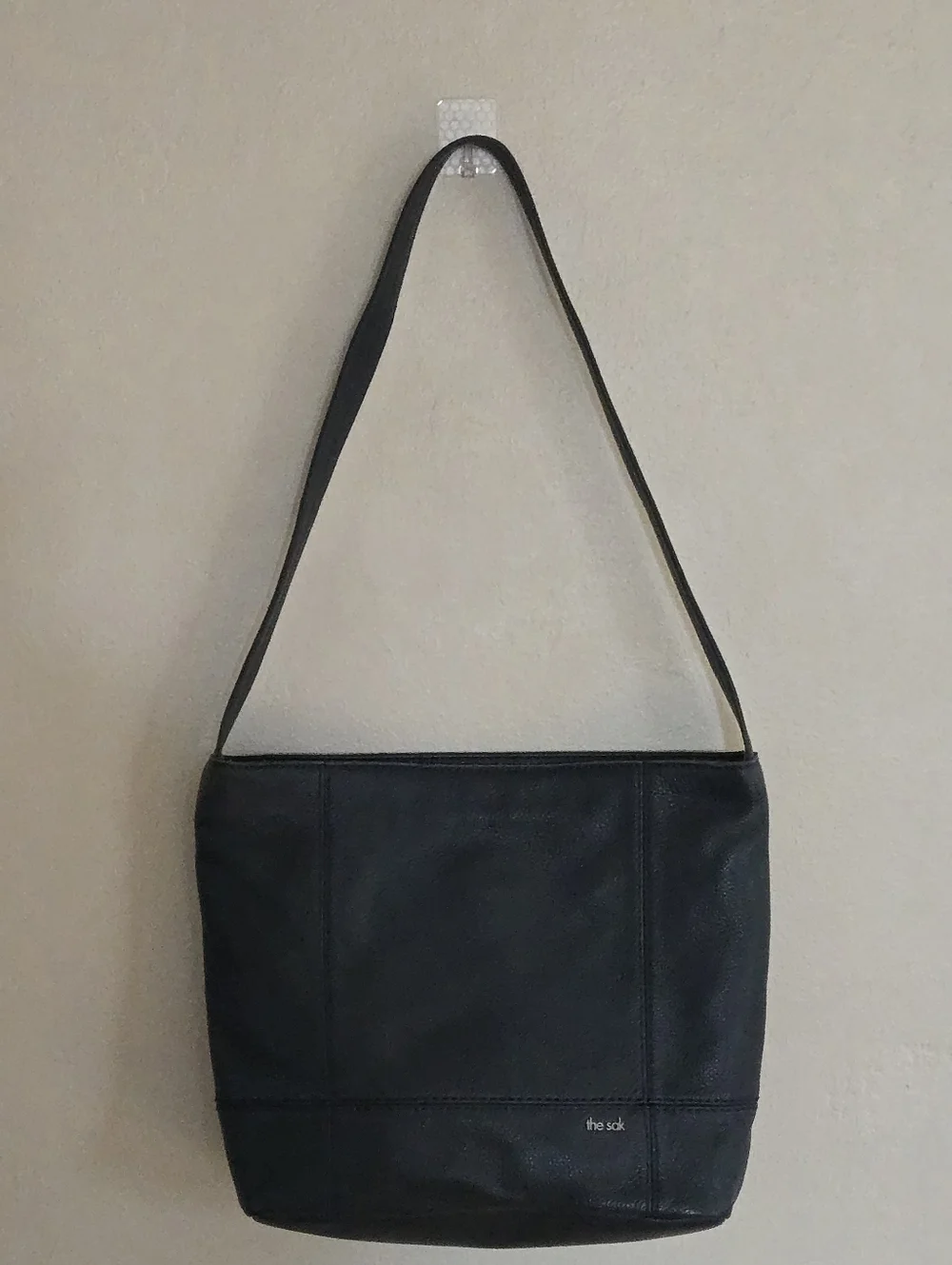 The Sak Navy Blue Pebbled Leather Shoulder Bag - Minimalist Hobo